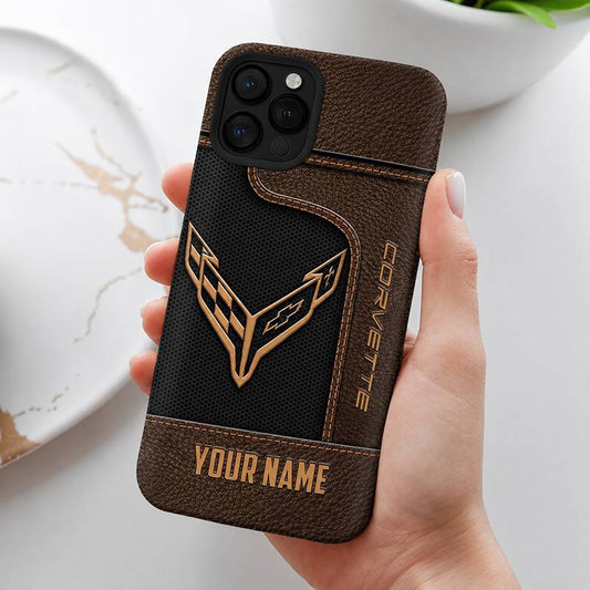 Personalized Corvette Leather Wallet Phone Case