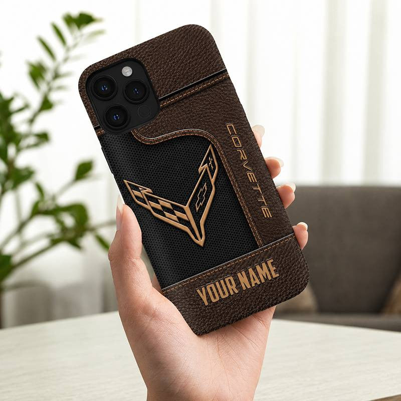 Personalized Corvette Leather Wallet Phone Case