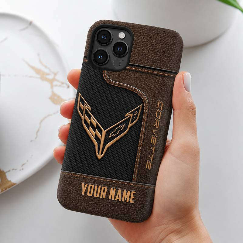 Personalized Corvette Leather Wallet Phone Case