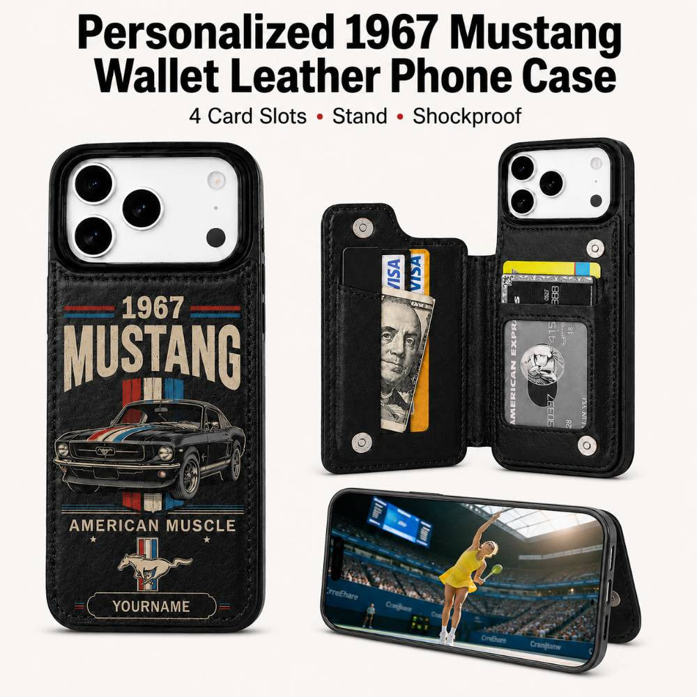 1967 Mustang Personalized Leather Wallet Phone Case