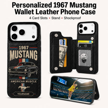 1967 Mustang Personalized Leather Wallet Phone Case
