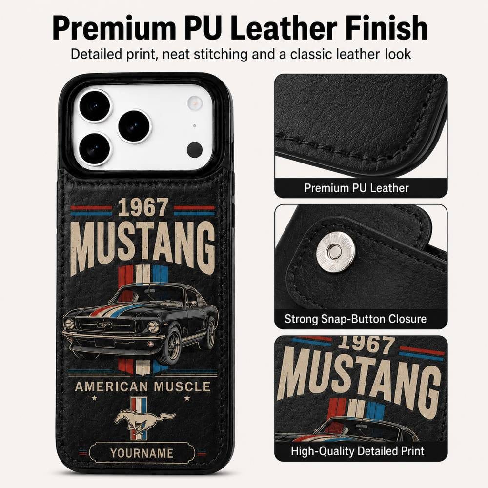1967 Mustang Personalized Leather Wallet Phone Case