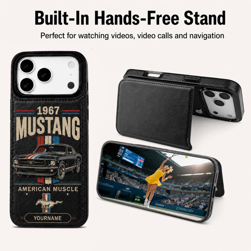 1967 Mustang Personalized Leather Wallet Phone Case