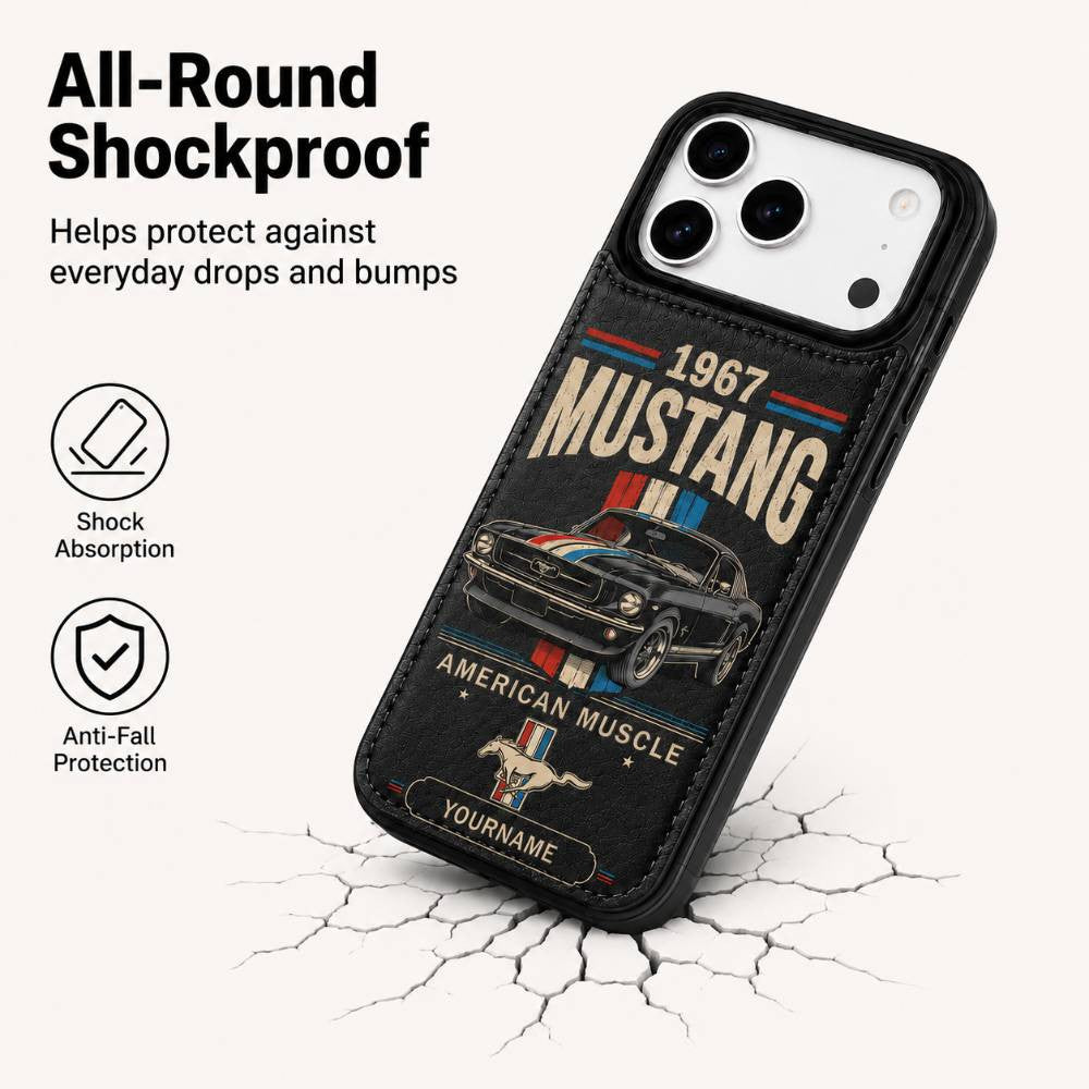 1967 Mustang Personalized Leather Wallet Phone Case
