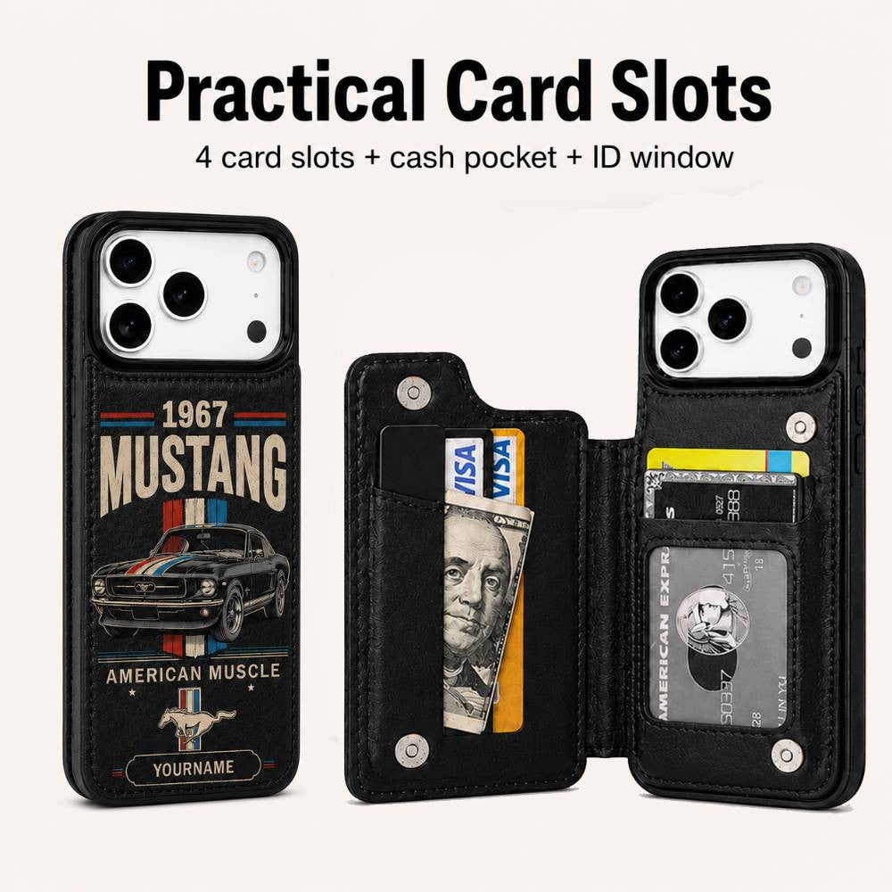 1967 Mustang Personalized Leather Wallet Phone Case
