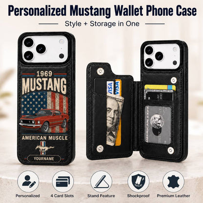 1969 Mustang Personalized Leather Wallet Phone Case