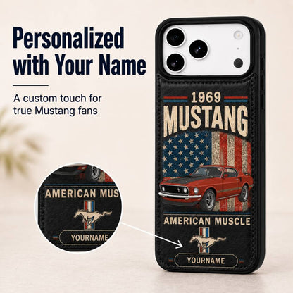 1969 Mustang Personalized Leather Wallet Phone Case