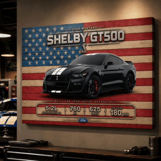 2020 Shelby GT500 Canvas Wall Art – American Muscle Garage Decor