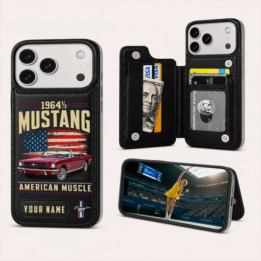 1964 Mustang Personalized Leather Wallet Phone Case