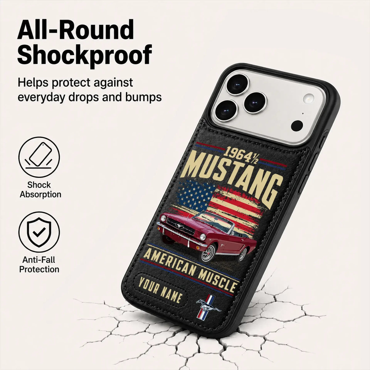 1964 Mustang Personalized Leather Wallet Phone Case