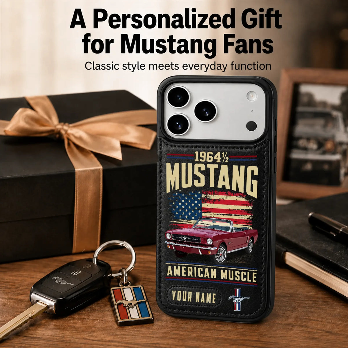 1964 Mustang Personalized Leather Wallet Phone Case