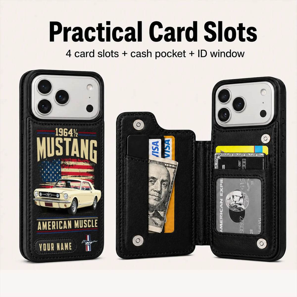 1964 Mustang Personalized Leather Wallet Phone Case