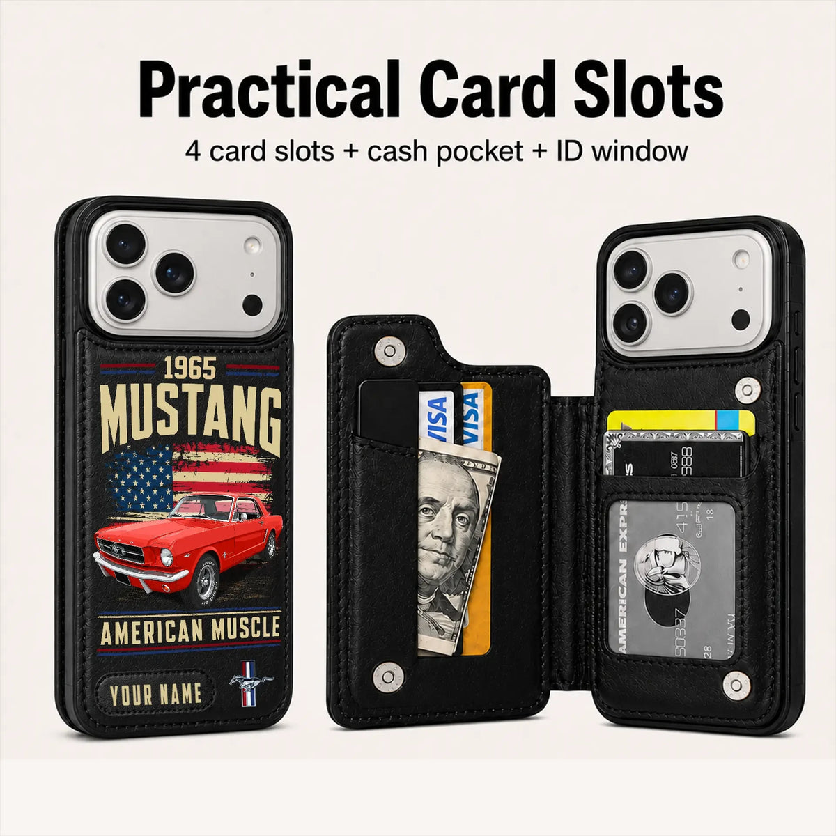 1965 Mustang Personalized Leather Wallet Phone Case