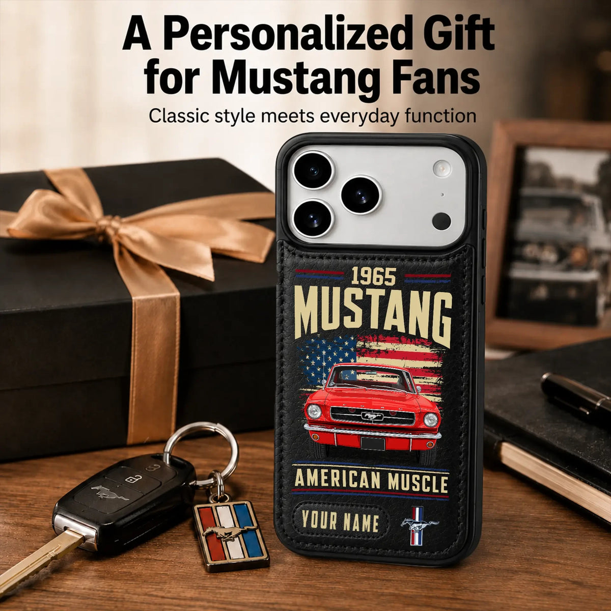 1965 Mustang Personalized Leather Wallet Phone Case