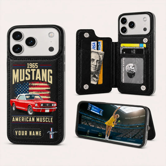1965 Mustang Personalized Leather Wallet Phone Case