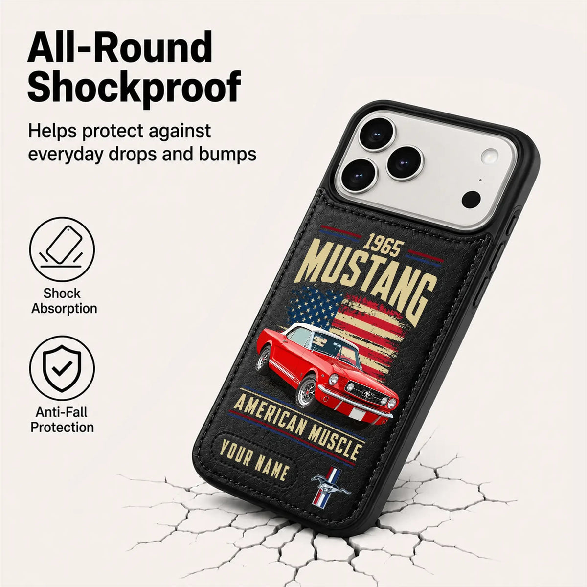 1965 Mustang Personalized Leather Wallet Phone Case