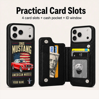 1965 Mustang Personalized Leather Wallet Phone Case