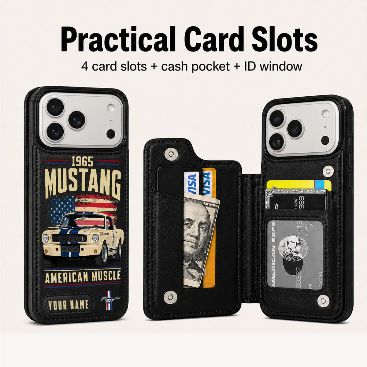 1965 Mustang Personalized Leather Wallet Phone Case