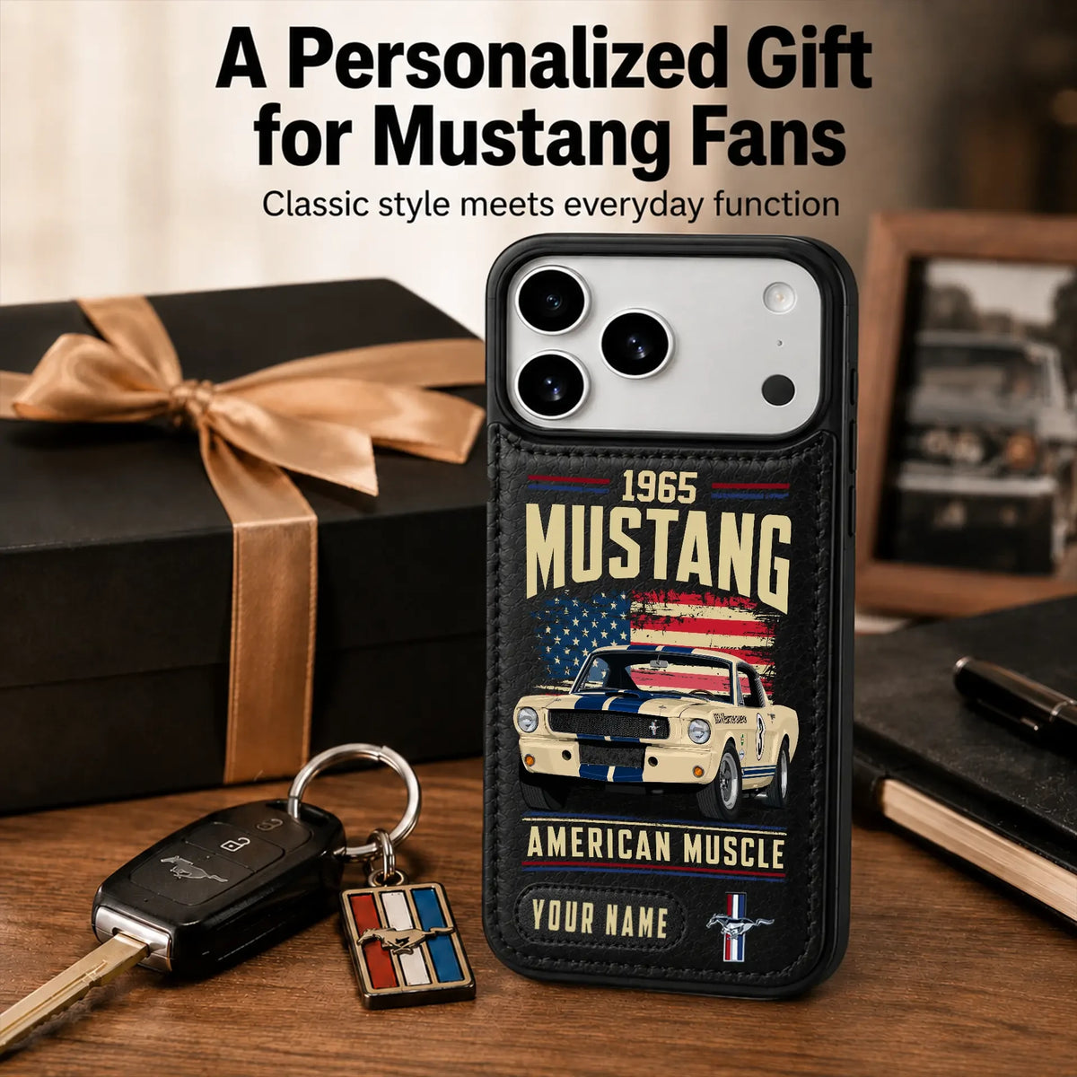 1965 Mustang Personalized Leather Wallet Phone Case