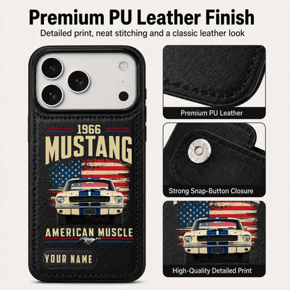 1966 Mustang Personalized Leather Wallet Phone Case