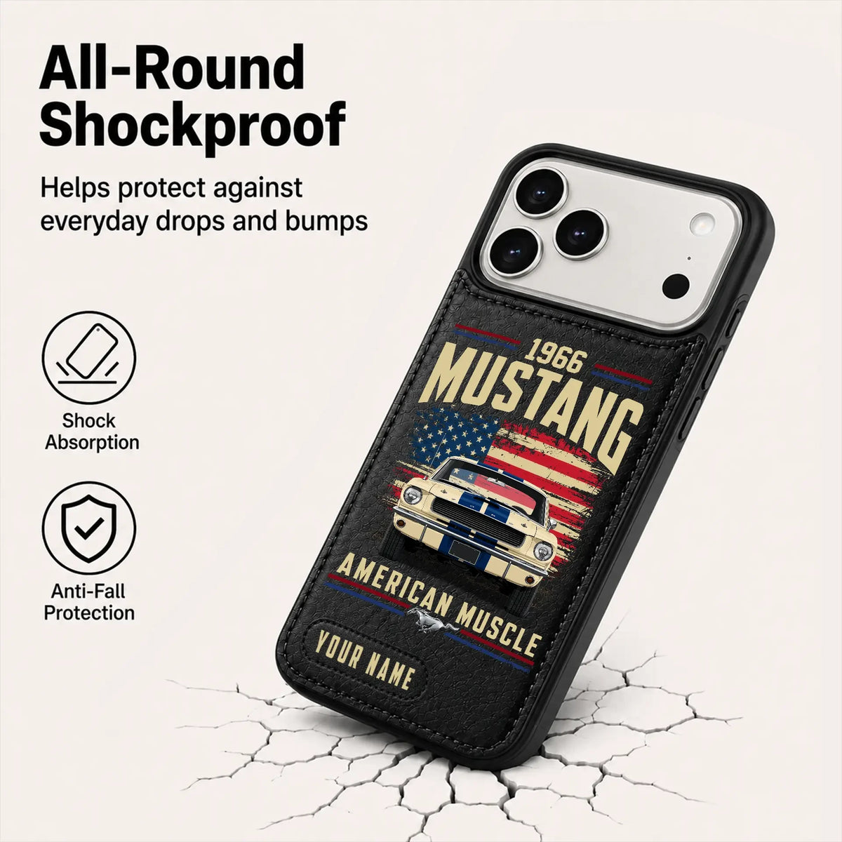1966 Mustang Personalized Leather Wallet Phone Case