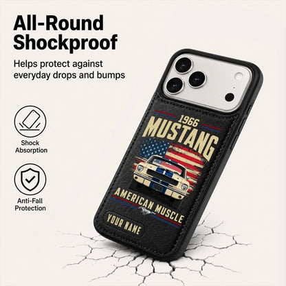 1966 Mustang Personalized Leather Wallet Phone Case