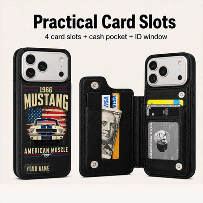 1966 Mustang Personalized Leather Wallet Phone Case