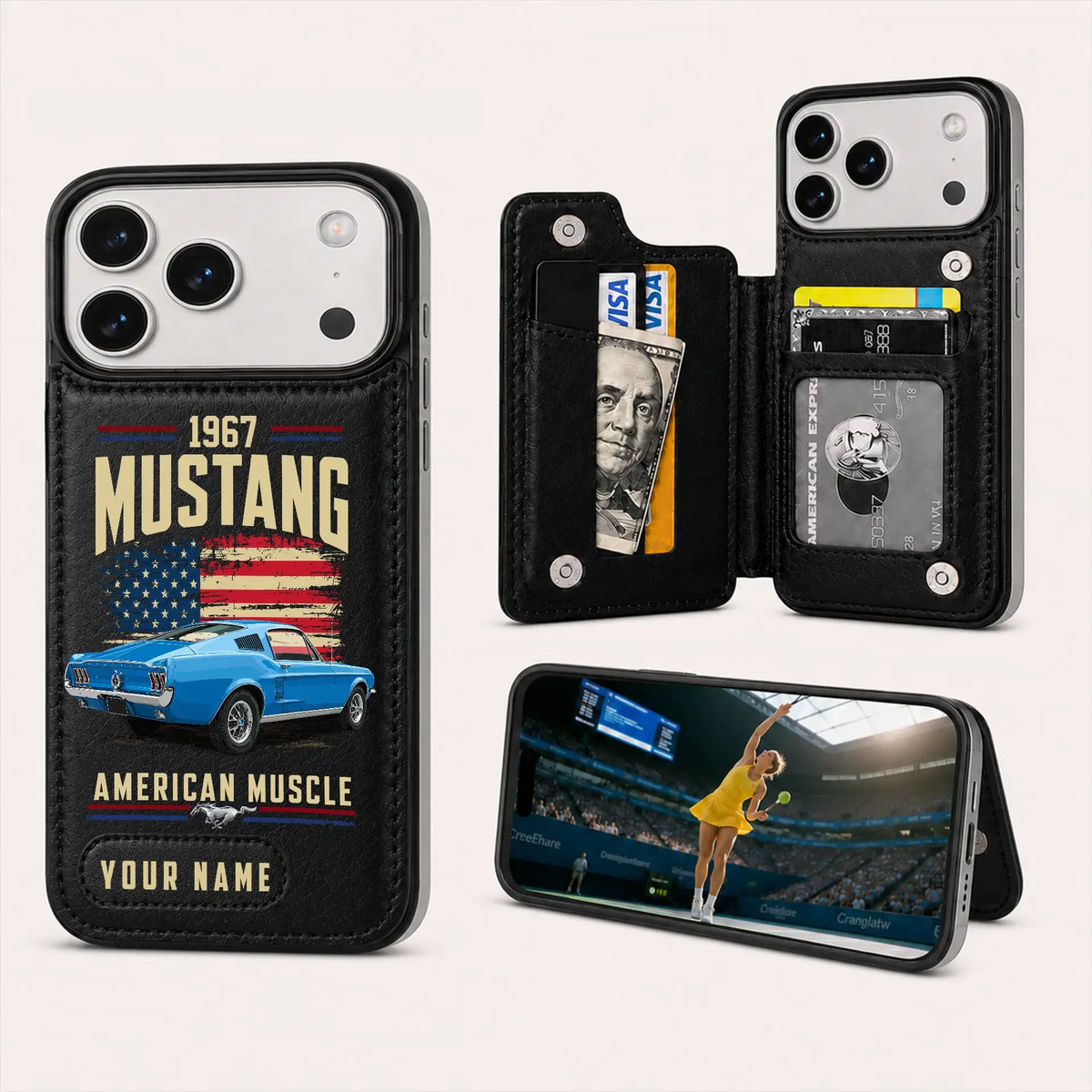 1967 Mustang Personalized Leather Wallet Phone Case