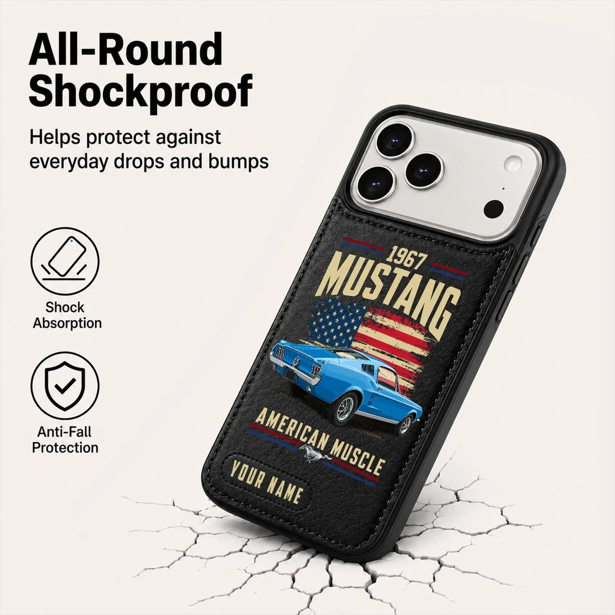 1967 Mustang Personalized Leather Wallet Phone Case
