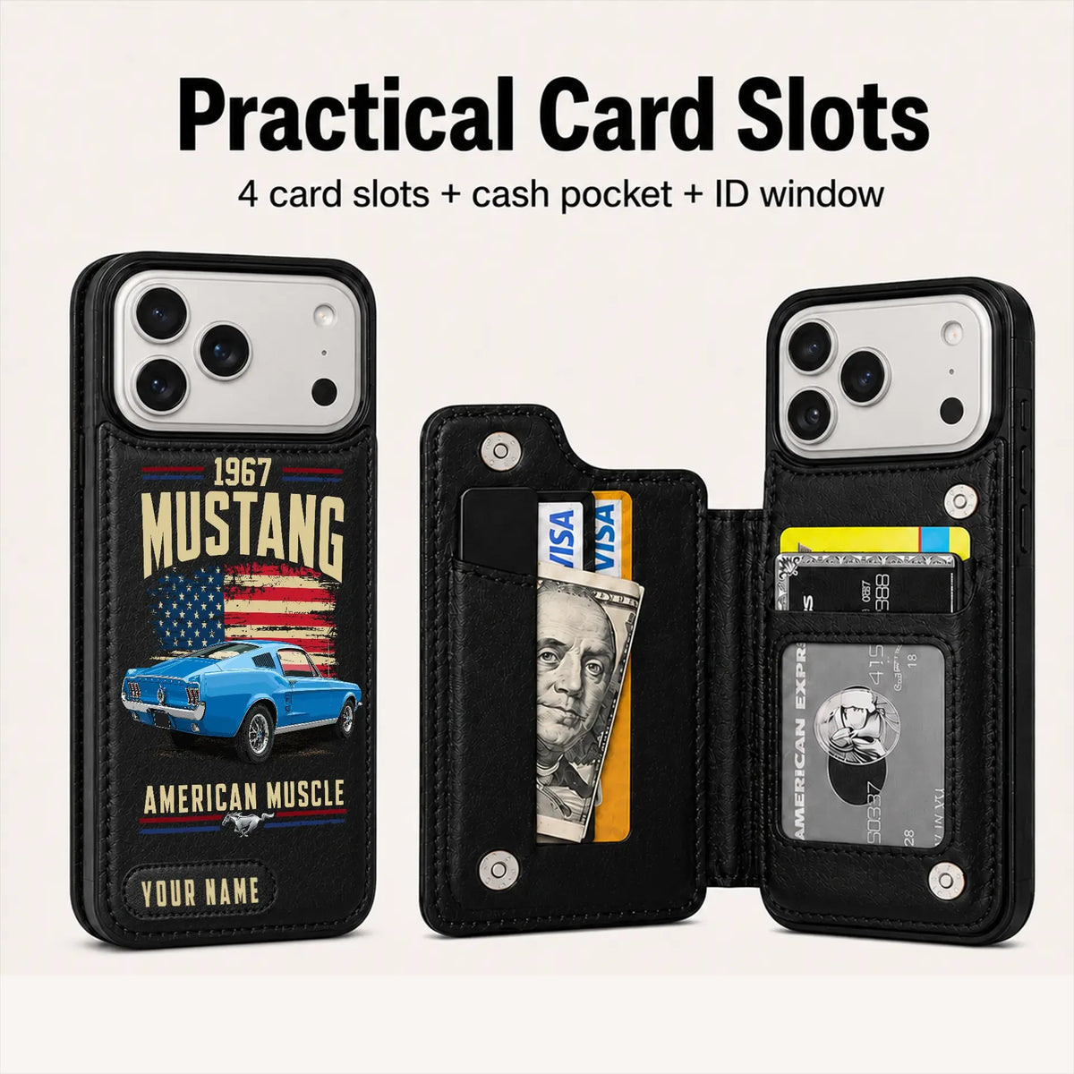 1967 Mustang Personalized Leather Wallet Phone Case
