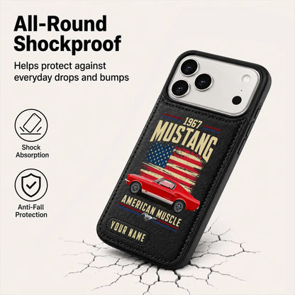 1967 Mustang Personalized Leather Wallet Phone Case