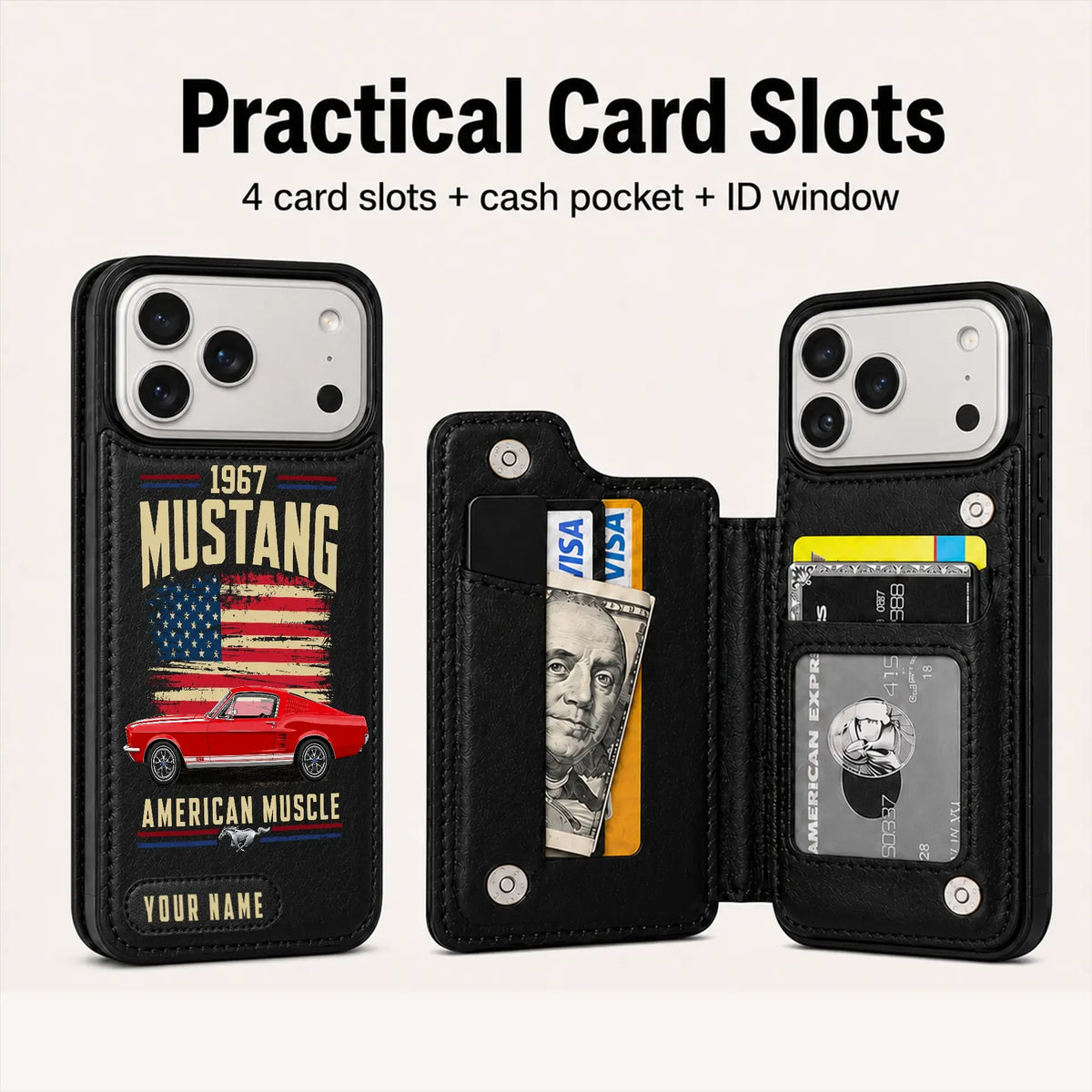 1967 Mustang Personalized Leather Wallet Phone Case