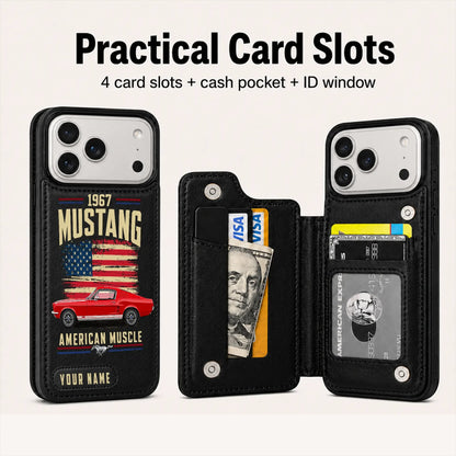 1967 Mustang Personalized Leather Wallet Phone Case