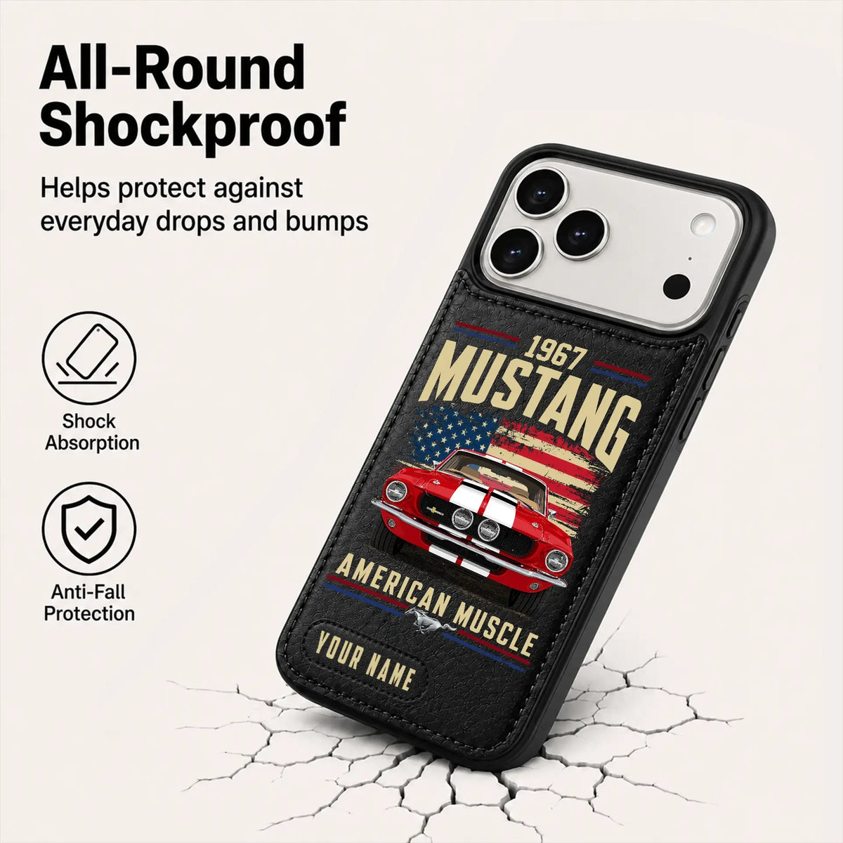1967 Mustang Personalized Leather Wallet Phone Case
