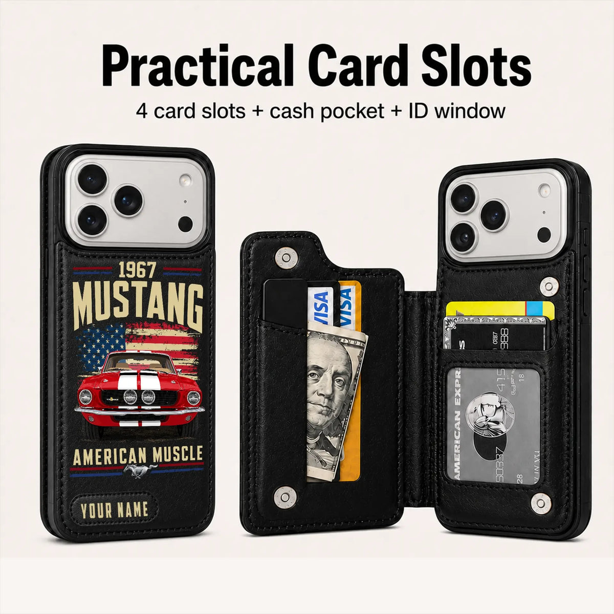 1967 Mustang Personalized Leather Wallet Phone Case