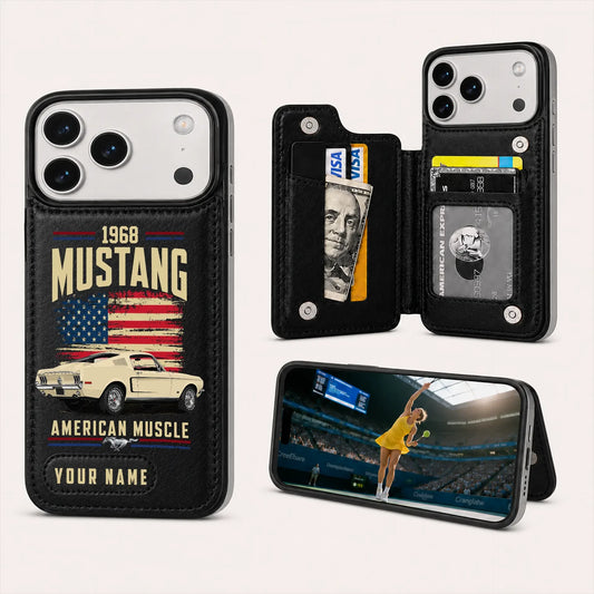 1968 Mustang Personalized Leather Wallet Phone Case