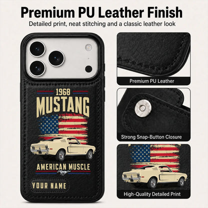 1968 Mustang Personalized Leather Wallet Phone Case