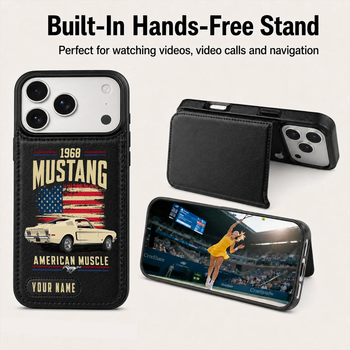 1968 Mustang Personalized Leather Wallet Phone Case