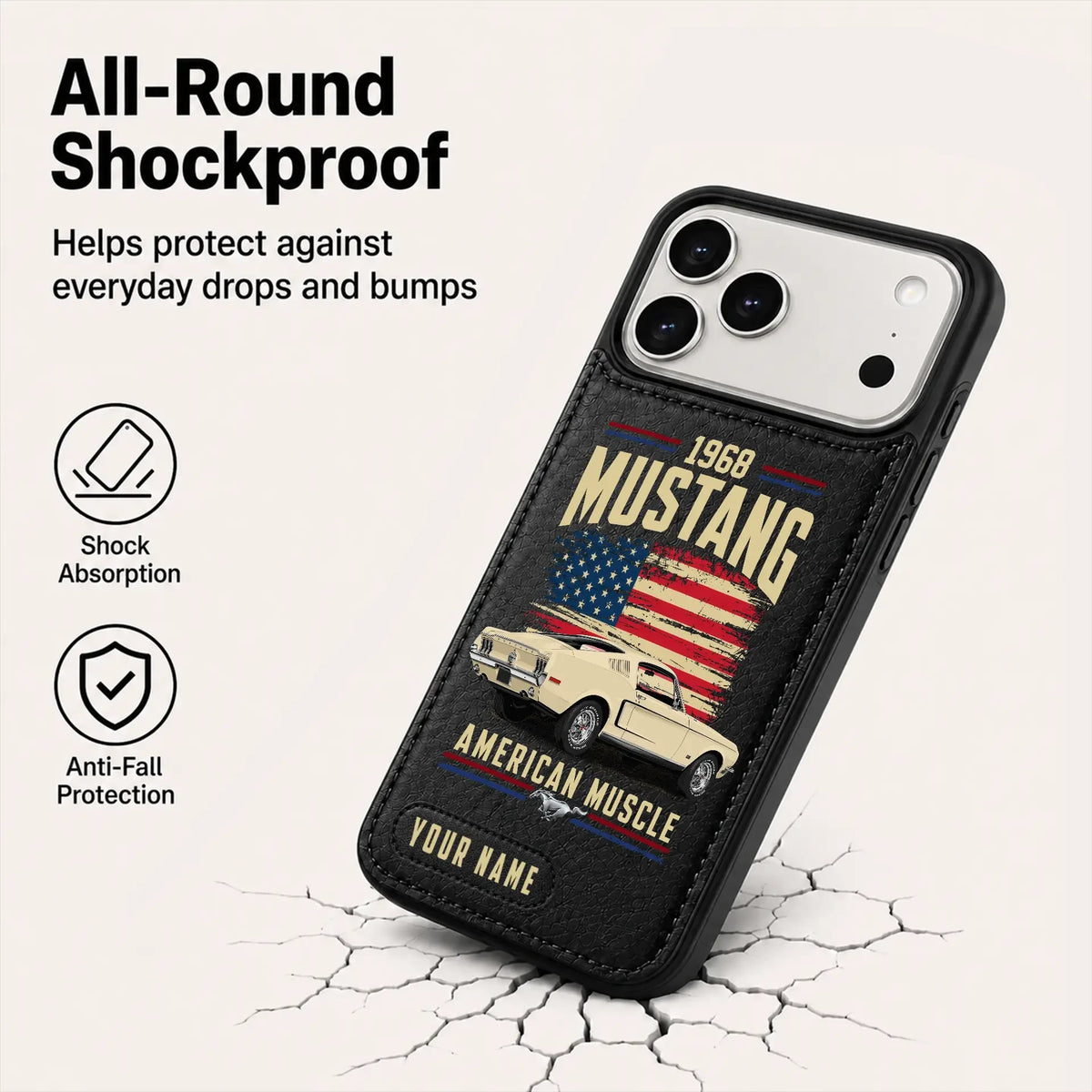 1968 Mustang Personalized Leather Wallet Phone Case