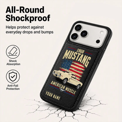 1968 Mustang Personalized Leather Wallet Phone Case