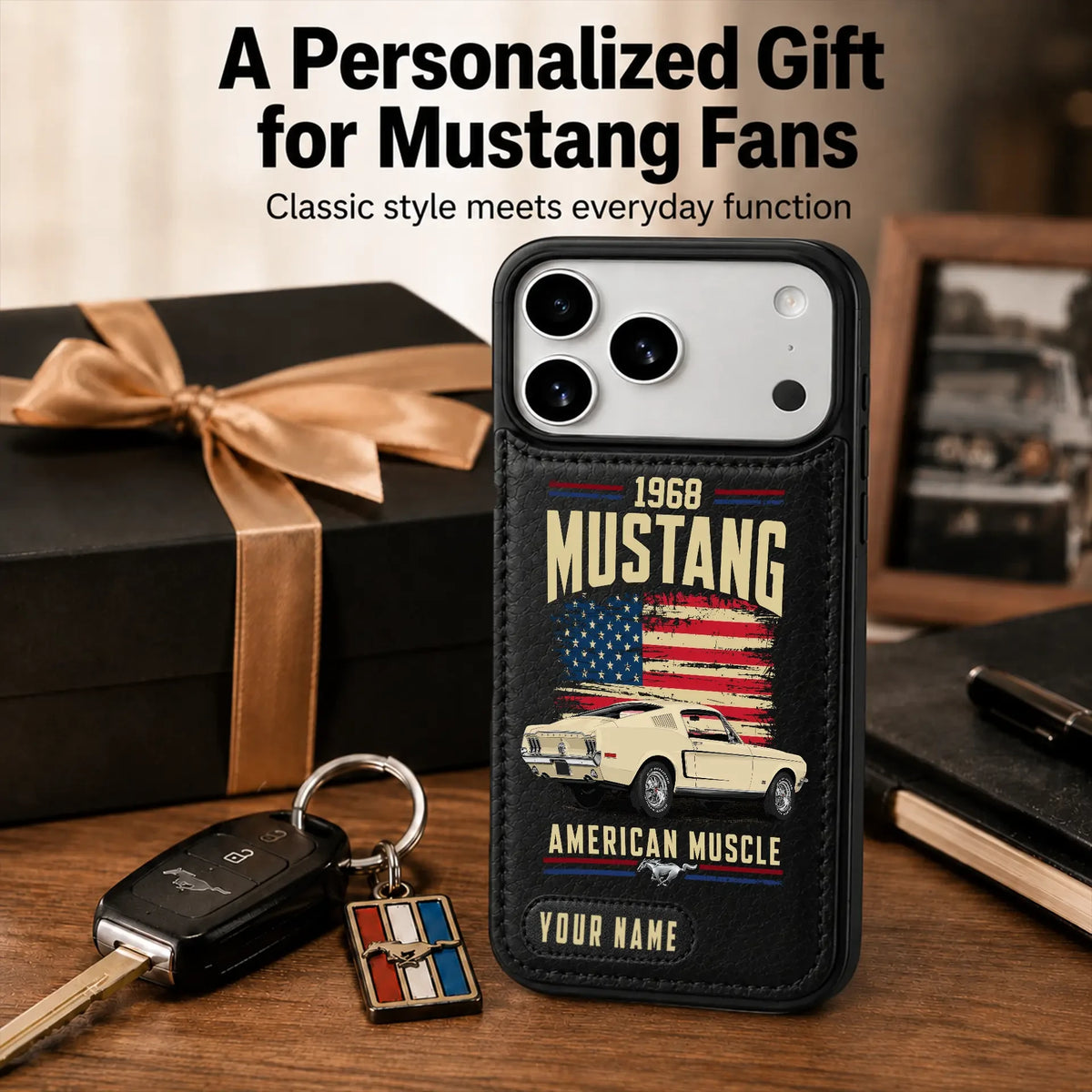 1968 Mustang Personalized Leather Wallet Phone Case