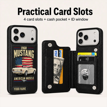 1968 Mustang Personalized Leather Wallet Phone Case