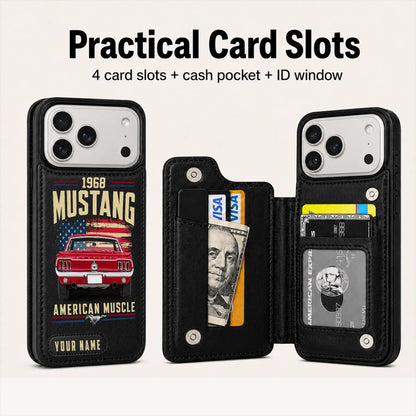 1968 Mustang Personalized Leather Wallet Phone Case