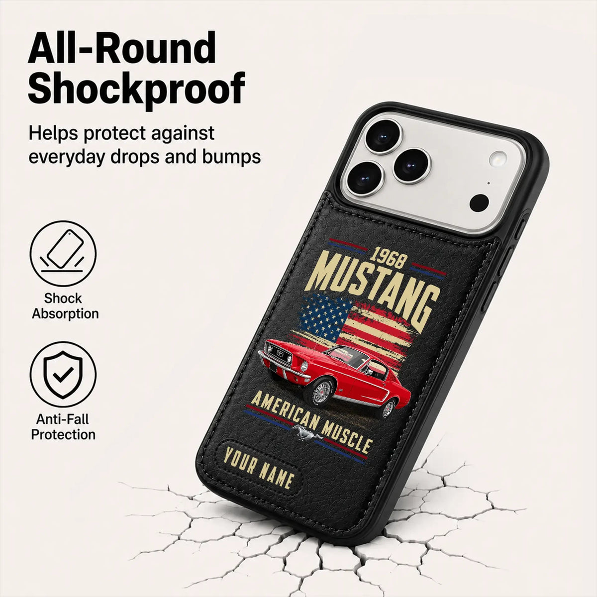 1968 Mustang Personalized Leather Wallet Phone Case