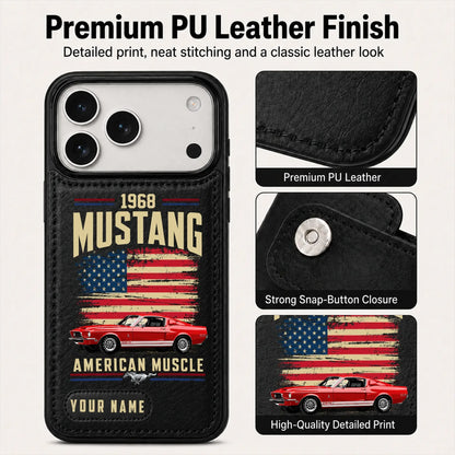 1968 Mustang Personalized Leather Wallet Phone Case