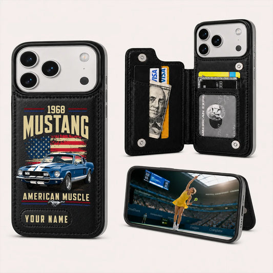 1968 Mustang Personalized Leather Wallet Phone Case