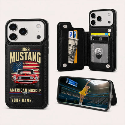 1968 Mustang Personalized Leather Wallet Phone Case