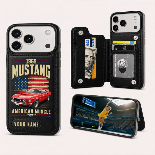1969 Mustang Personalized Leather Wallet Phone Case