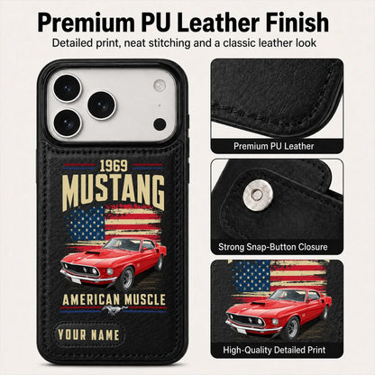 1969 Mustang Personalized Leather Wallet Phone Case