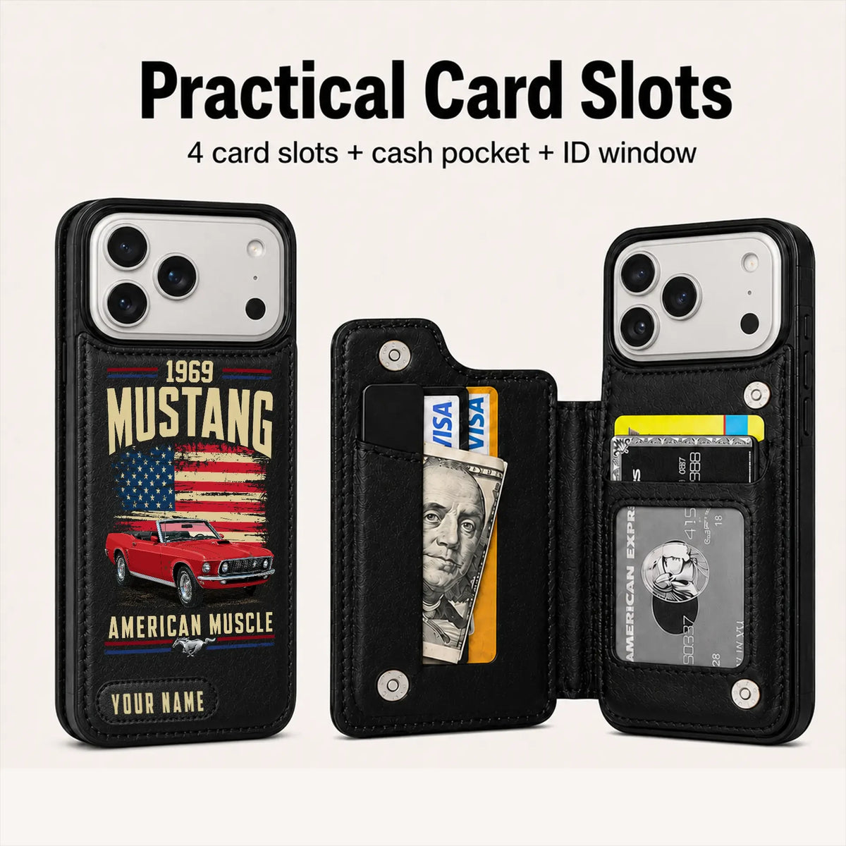 1969 Mustang Personalized Leather Wallet Phone Case